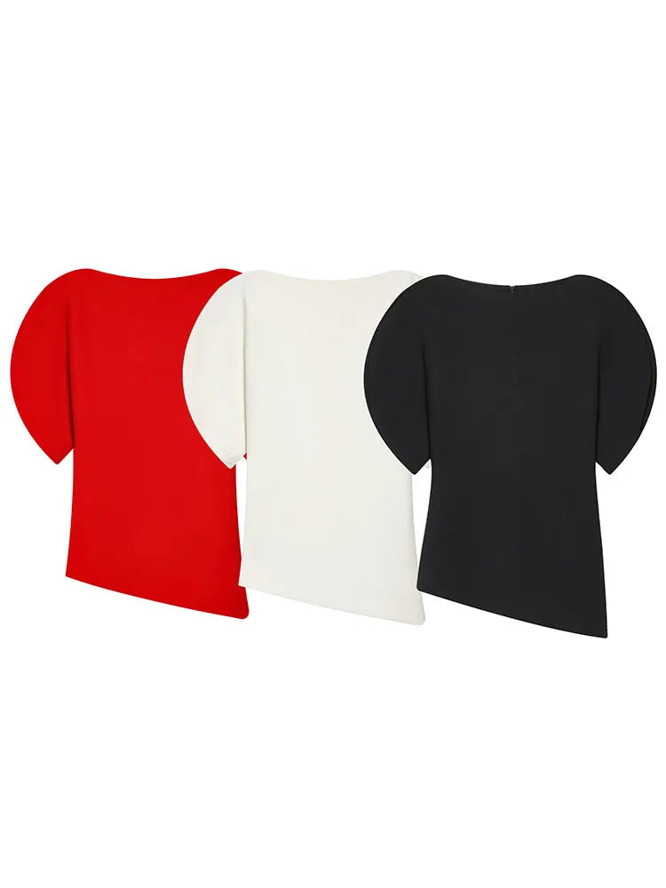 Blouse élégante à manches bouffantes et ourlet asymétrique pour femme — streetwear Y2K, printemps 2026