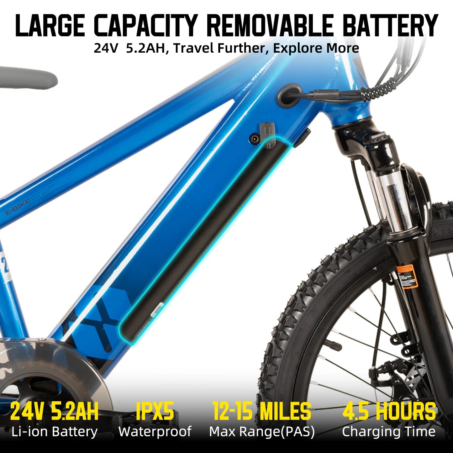 JOYSTAR Electric Bike for Kids Teens 7+ Years Old with 250W Motor, 15 Miles 15 MPH Electric Mountain Bike Safe Mini Electric Bikes