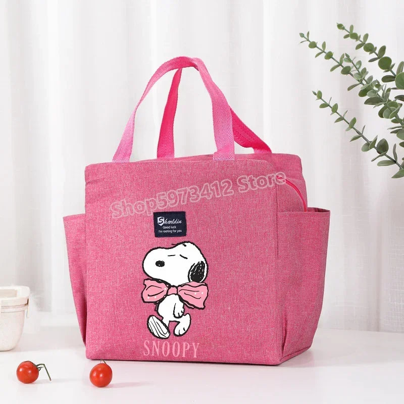 Bolsa isotérmica portátil para el almuerzo y bebidas de Snoopy, bolsa isotérmica para alimentos, caja térmica, bolsa de picnic, bolsas de transporte, bonito regalo para niños