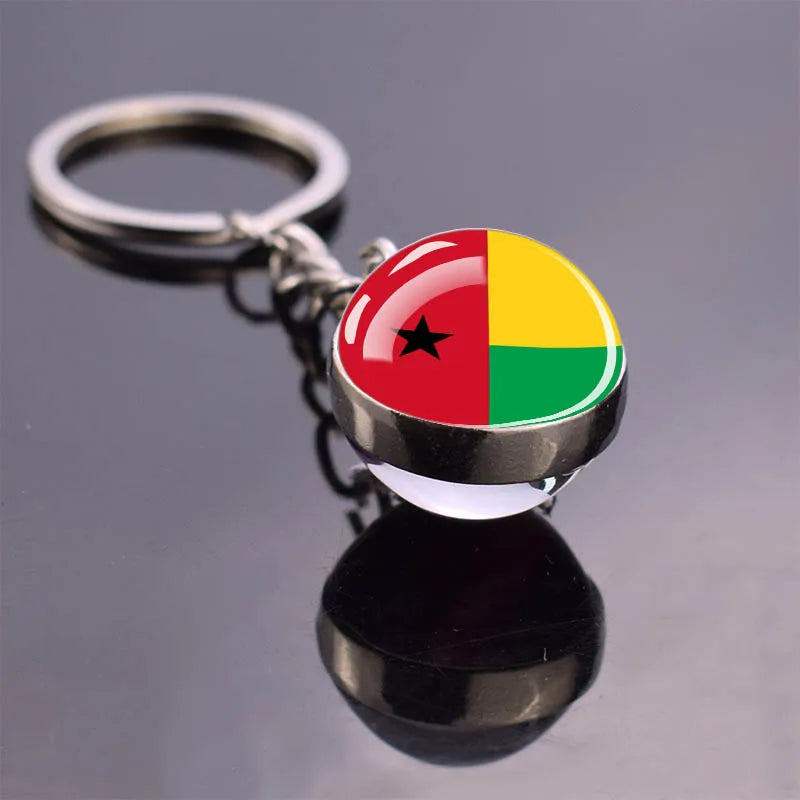 Porte-clés drapeau africain, algérie, somalie, tunisie, maroc, egypte, drapeau National, pendentif boule de verre Double face, cadeau
