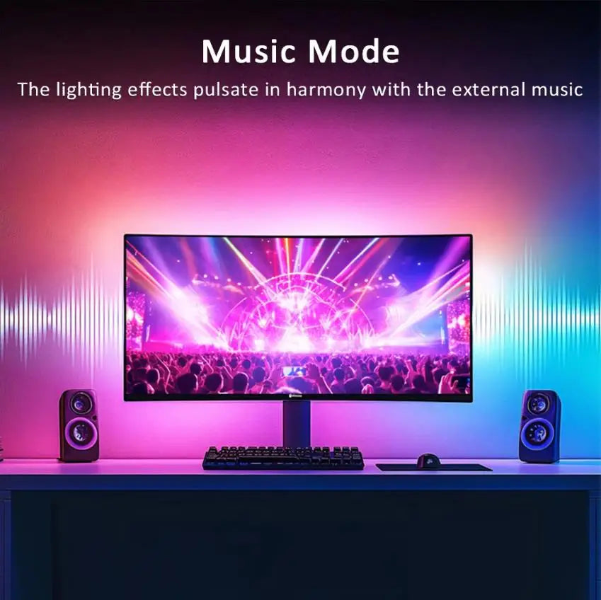 Bande LED USB PC 24-34 Pouces RGBIC — Sync Musicale App, Rétroéclairage Écran, Gaming