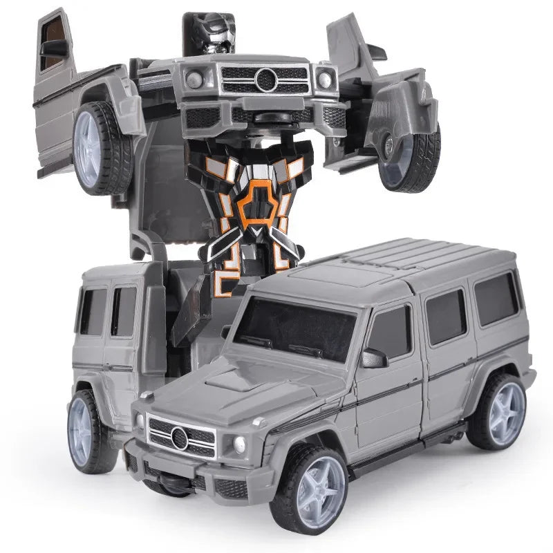 Coche de juguete de cambio de forma de impacto inercial para niños, robot Autobot de cambio de forma con un solo botón, rompecabezas de cambio de forma, colisión