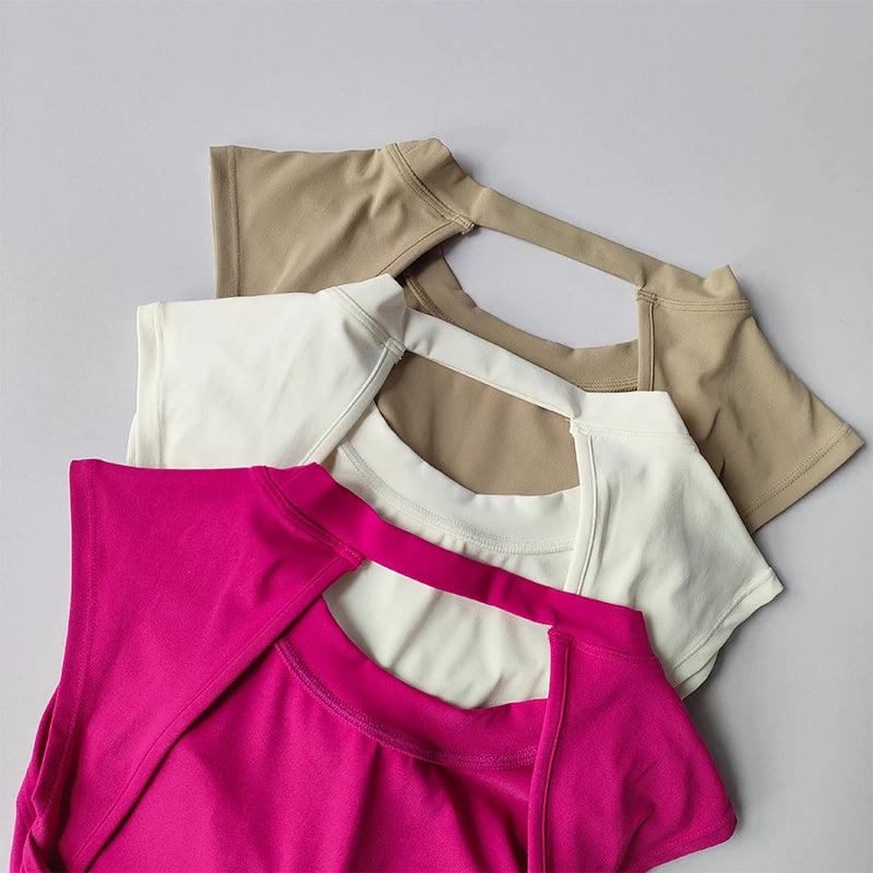 Top de tirantes deportivo sexy para mujer, con almohadillas para el pecho, esmalte cubierto, secado rápido, yoga adelgazante, top ajustado, ropa