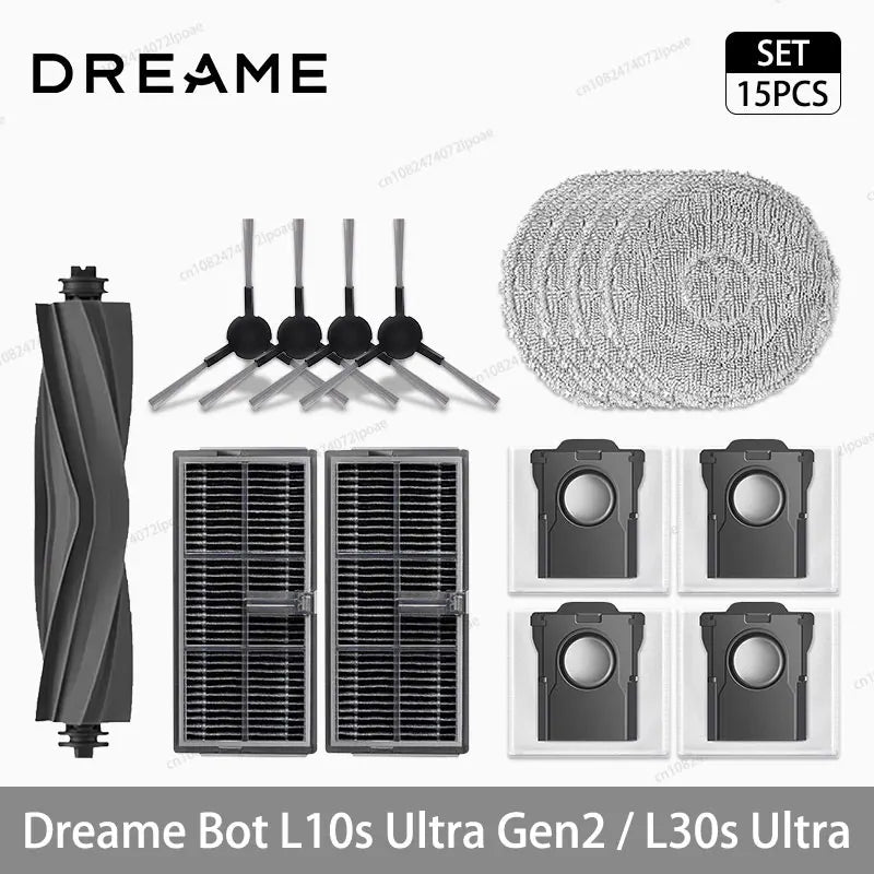 Dreame - Accesorios para robot aspirador L10s Ultra Gen2/L30s Ultra, cepillo lateral principal, paño de mopa, filtro Hepa, bolsa de polvo, piezas de repuesto