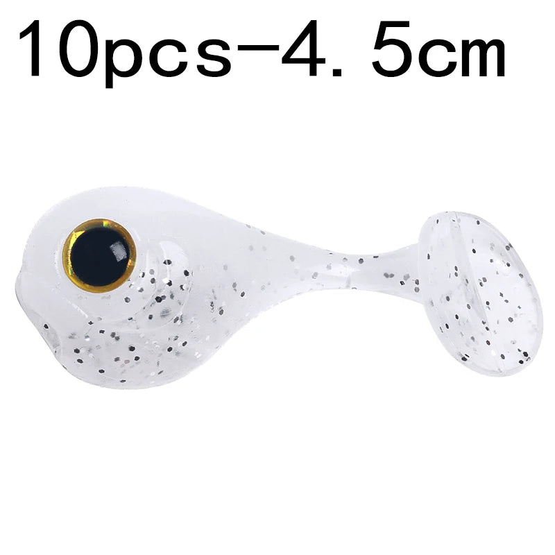 Hengjia 10-50pcs/lot 4.5CM Small Soft Silicone T-Tail Worm Swimbait Lure Fishing Tackle for Carp Black-bass Pike