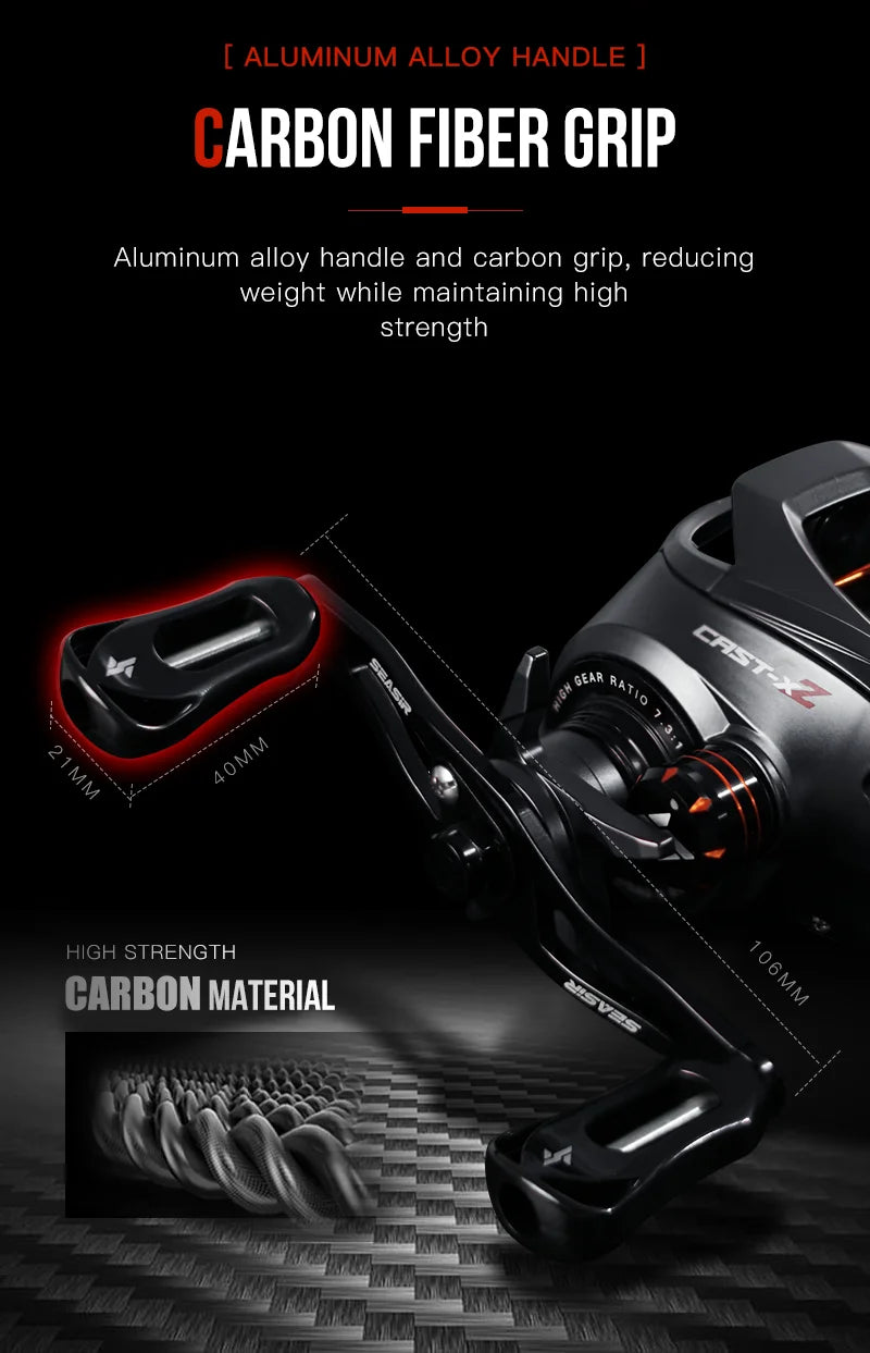 Moulinet Baitcasting SEASIR X2 — Roulement Céramique, Frein N52, 7.3:1