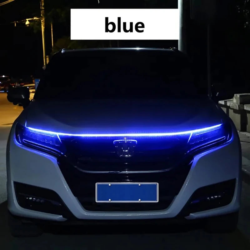 LED Daytime Running Lights for Car Hood, Scanning Start, Decorative Lights, Automatic Engine Hood Guide DRL, Decorative Ambient Lamp, 12V, 150cm