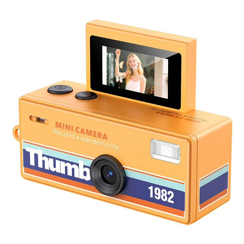 Minicámara digital CCD retro con flash, pantalla giratoria de 1080P, pequeña videocámara con forma de llavero para regalos