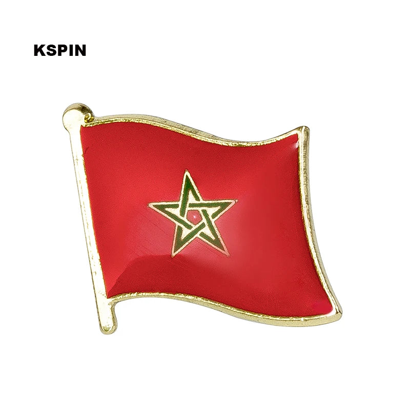 Broche de bandera marroquí, insignia de solapa, pines KS-0131