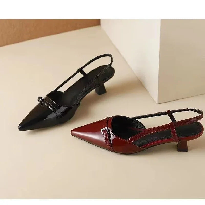 Sandales Femme à Charme Rétro Bordeaux — Style Élégant Été