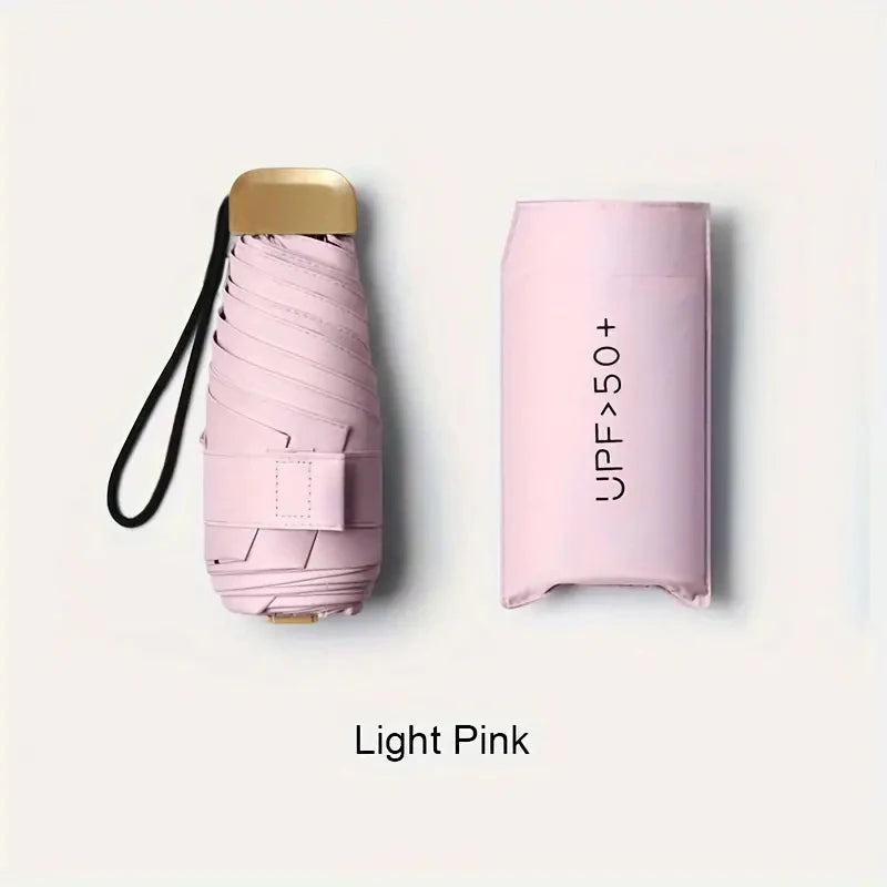 Paraguas de protección UV ultraligero – Diseño compacto y plegable con mango de acero inoxidable para sol y lluvia, toldo duradero de 190T