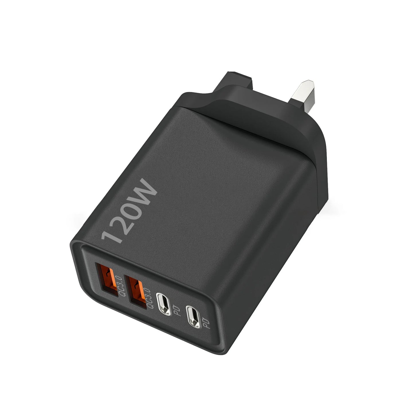 Cargador rápido USB de 120W en total, 4 puertos PD, carga rápida USB 3.0, tipo C, enchufe universal de pared para UE, EE. UU., Reino Unido, adaptador de carga USB C.