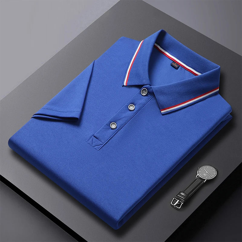 Polo de negocios de manga corta para hombre, top con cuello polo, camiseta casual, documento sólido, verano, 2024, 2024