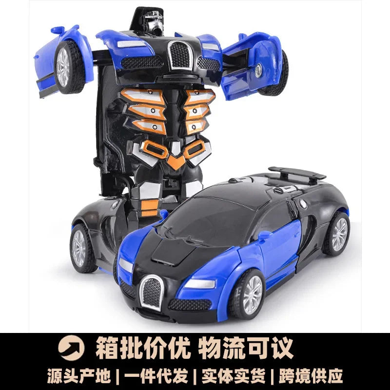 Coche de juguete de cambio de forma de impacto inercial para niños, robot Autobot de cambio de forma con un solo botón, rompecabezas de cambio de forma, colisión