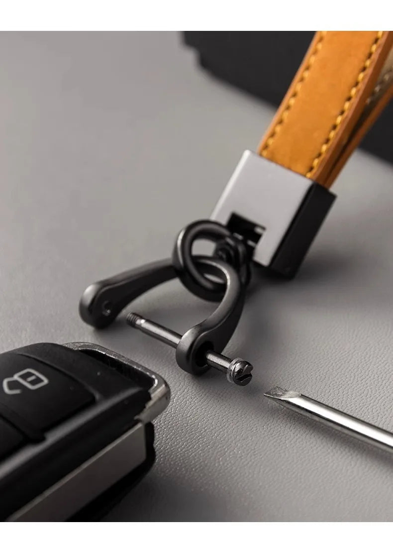 Porte-clés pour hommes et femmes, pendentifs de clé de voiture en cuir de vache avec couche supérieure, porte-clés en cuir véritable, cadeaux d'affaires