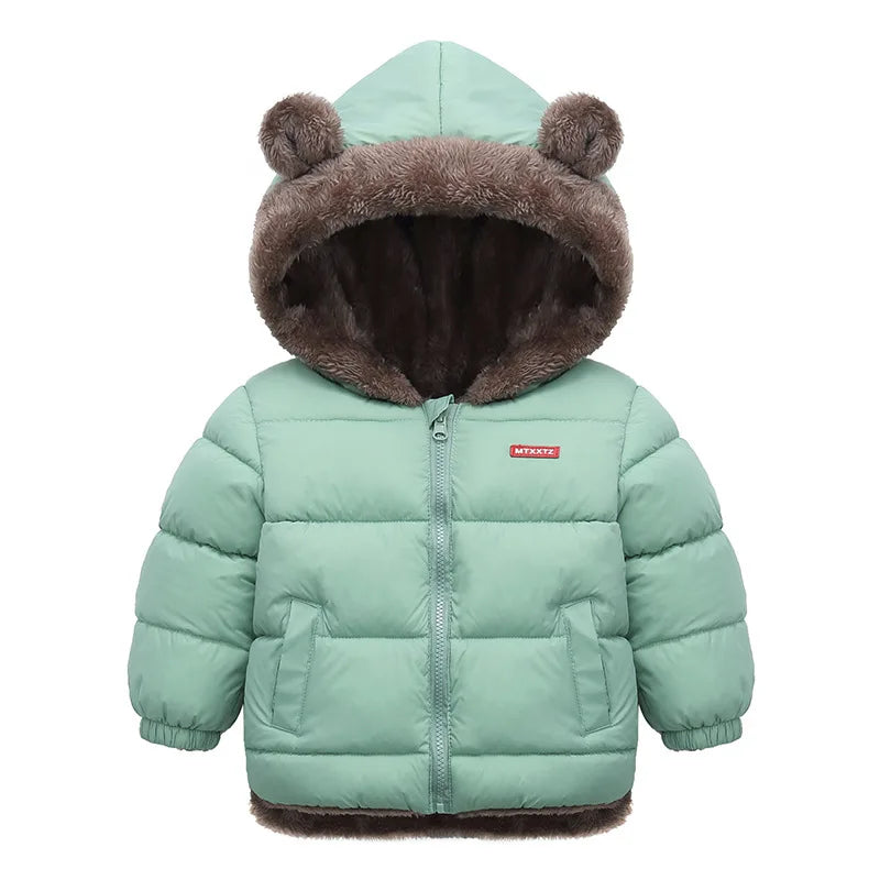 Baby Boys Girls Hooded Jacket Cotton Outerwear Thick Fleece Coat for Kids Winter Cashmere Padded Jackets Boys Girls Warm Coats