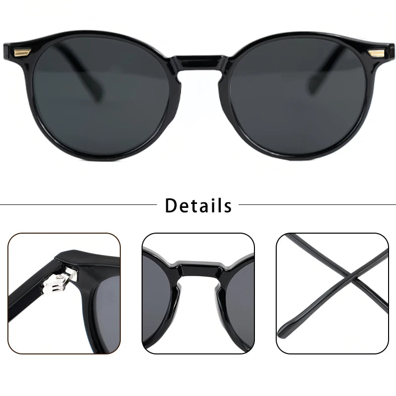 CATERSIDE Polarized Retro Round Sunglasses for Men and Women, TR90 / Acetate, Vintage Style, for Driving and Travel