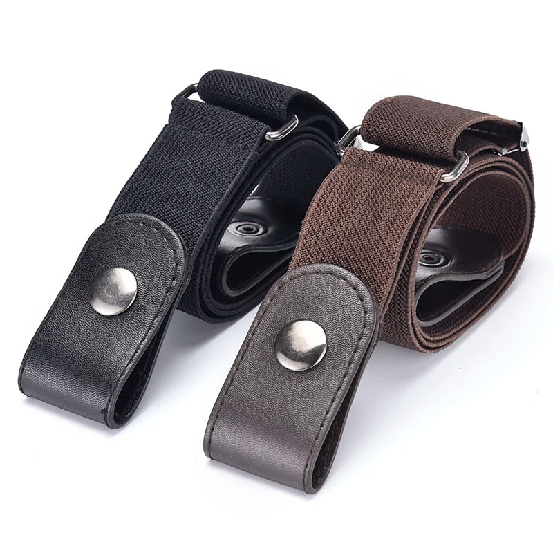 2 piezas en conjunto, cinturón elástico sin hebilla para mujeres y hombres, cinturón elástico unisex para pantalones vaqueros casuales, cinturones invisibles ajustables sin hebilla
