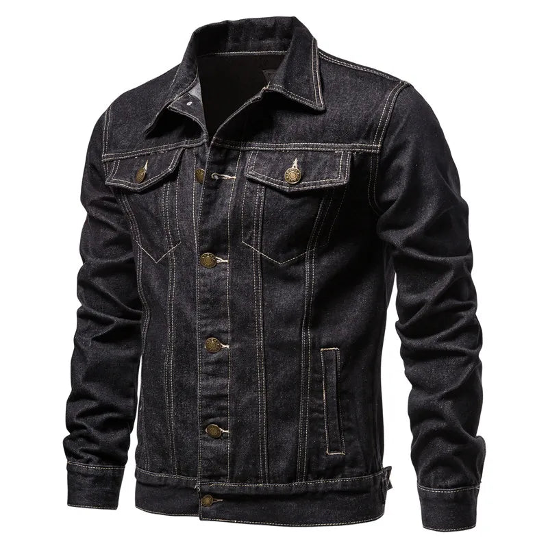 Veste Jean Homme Moto Vintage 2025 — Coupe Ajustée Coton Automne