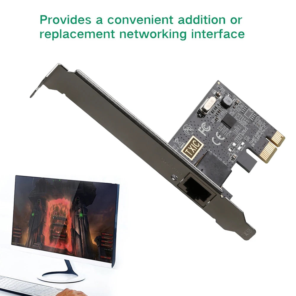 Carte réseau PCIE vers RJ45 1000Mbps, convertisseur PCI Express RJ45 10/100/1000Mbps, adaptateur Gigabit éthérent LAN PCIe pour ordinateur de bureau