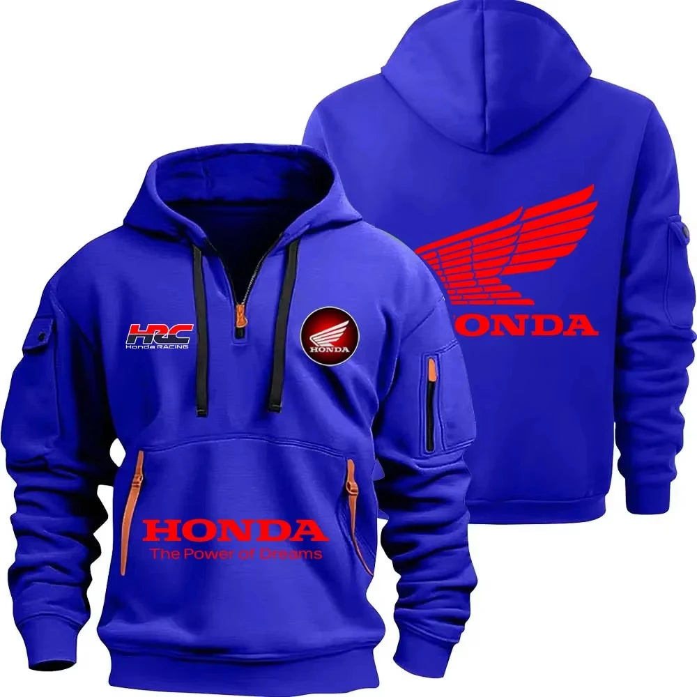 Sudadera con capucha y cremallera Honda para entusiastas de los deportes al aire libre 2025, nueva moda para hombre y mujer, bolsillo con media cremallera, sudadera con capucha para primavera y otoño