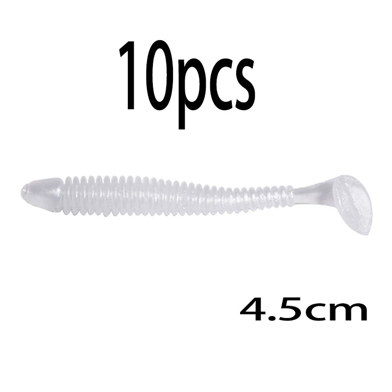 Hengjia 10-50pcs/lot 4.5CM Small Soft Silicone T-Tail Worm Swimbait Lure Fishing Tackle for Carp Black-bass Pike
