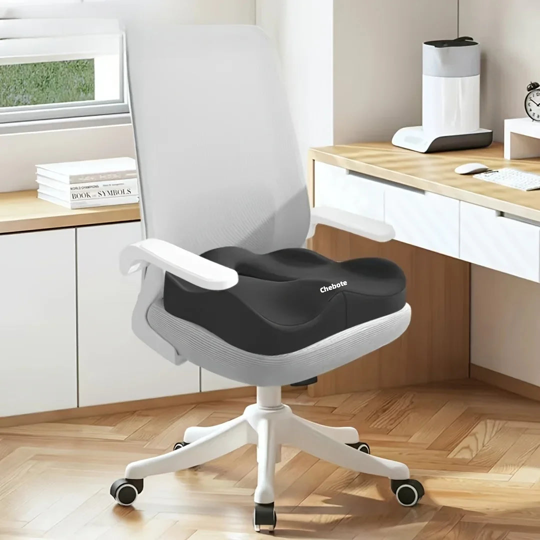 Coussin de siège en mousse à mémoire de forme, 1 pièce, support ergonomique 3D |   Vert clair et gris, polyester lavable, essentiels pour voiture/bureau