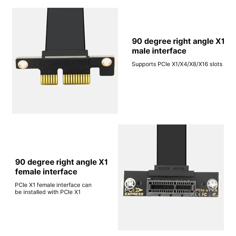 Câble PCIe 4.0 Riser 10cm, carte d'extension Flexible x1 à x1 pour montage GPU Vertical, Mini ITX PC Build Compatible avec PCIe 3.0/2.0
