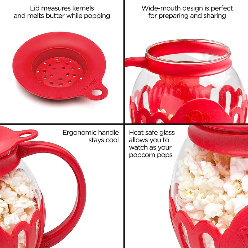 Máquina de hacer palomitas de maíz Micro-pop para microondas de 2.25 litros con vidrio de temperatura segura Máquina para hacer palomitas de maíz con aire