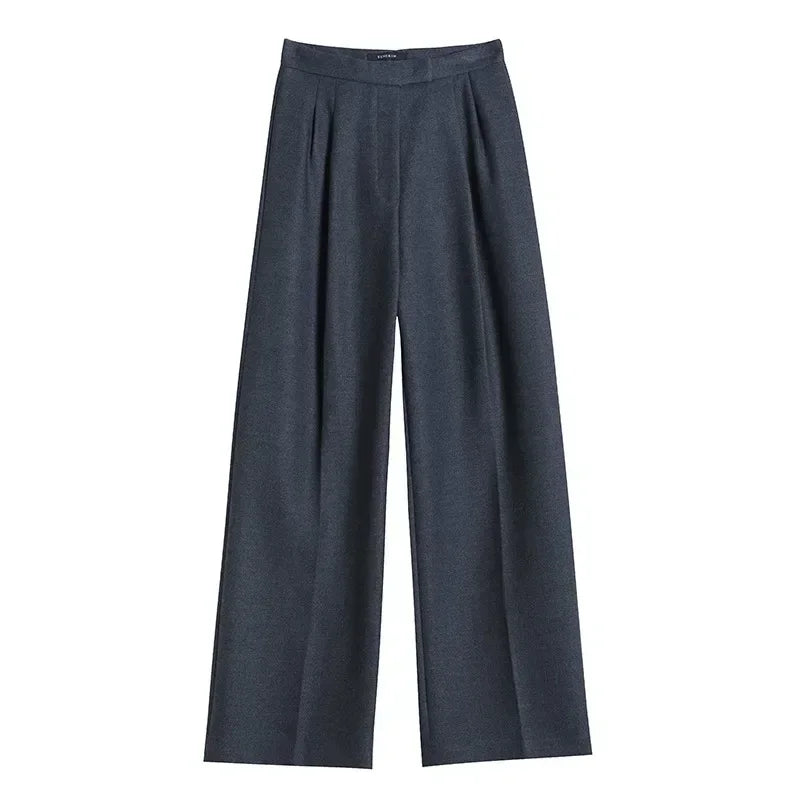 New Autumn Slim High Waist Straight Pants for Women Casual Solid Color Loose Chic Women Wide Leg Pants Fashion Office Ladies Trousers