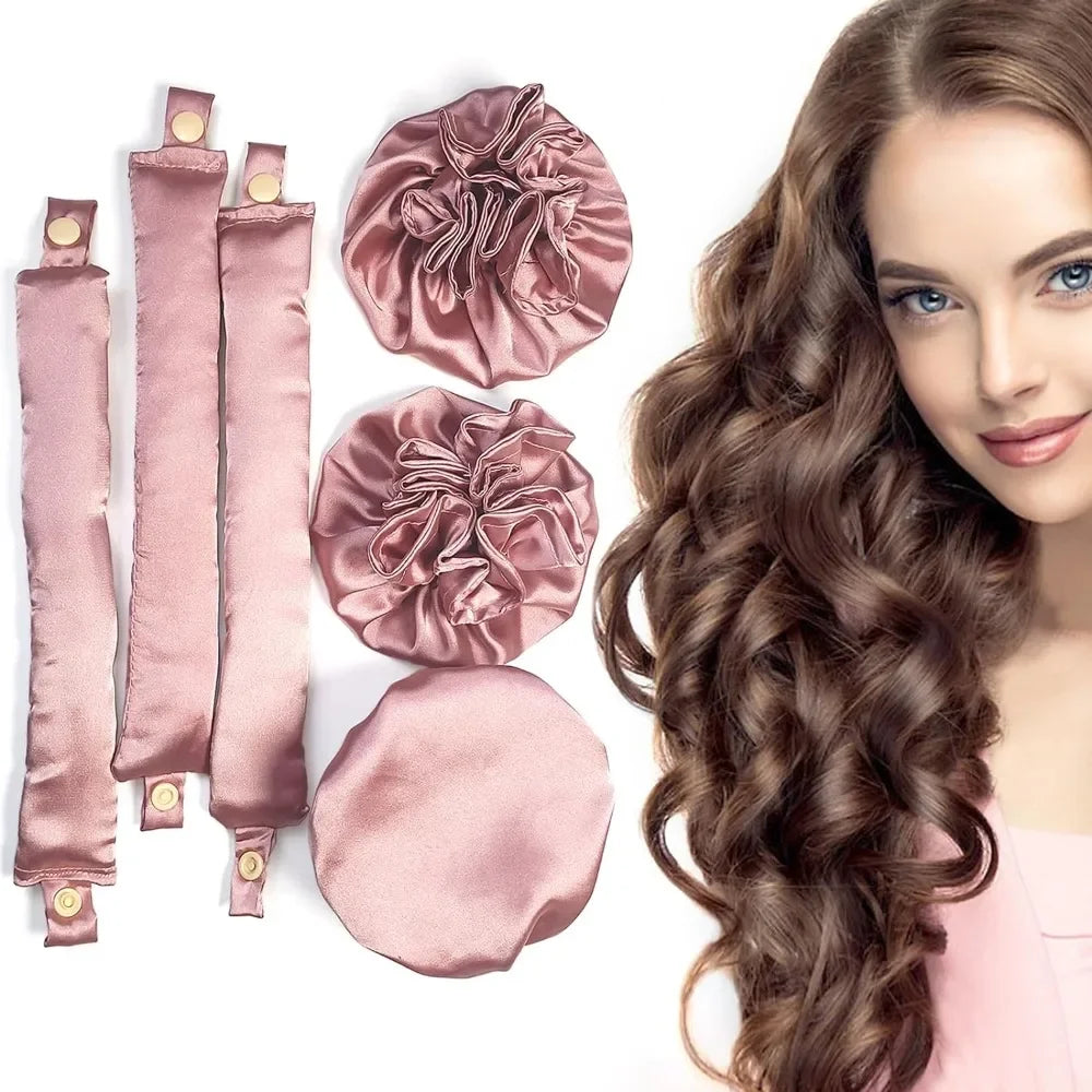 Lot de 2/4/6 pièces : Kit de bouclage sans chaleur en satin, bigoudis doux pour boucles de nuit, pour dormir, pour des boucles sans chaleur, bonnet de nuit pour boucles