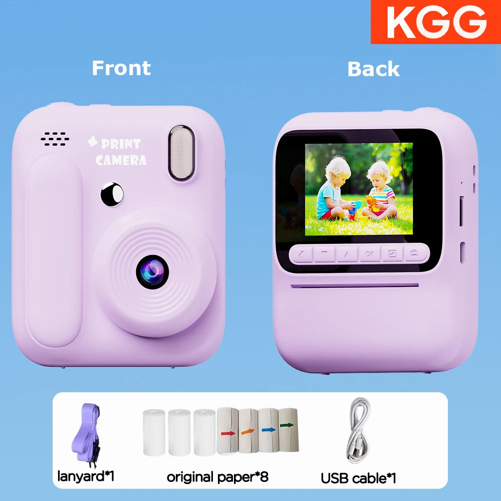 Instant Camera for Kids, Color Printing, 32GB, 1080P, Thermal Print Toy, Photo, Video Games, Music, Children's Gift