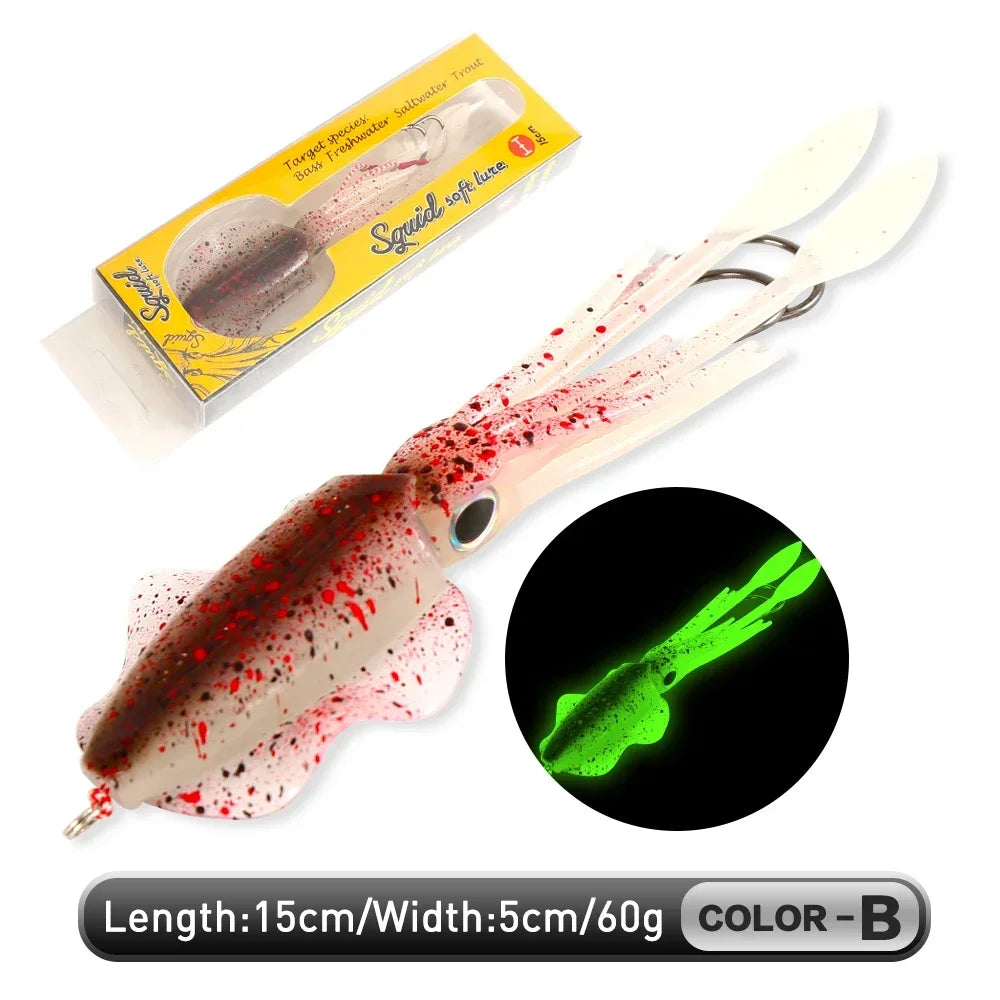 ZUKIBO-Appât souple pour la pêche au calmar, leurre de pêche à la traîne, gabarits de tête de poulpe, gabarit de calmar UV Shoous pour la pêche en bateau de haute mer, appâts Wobblers, 60g