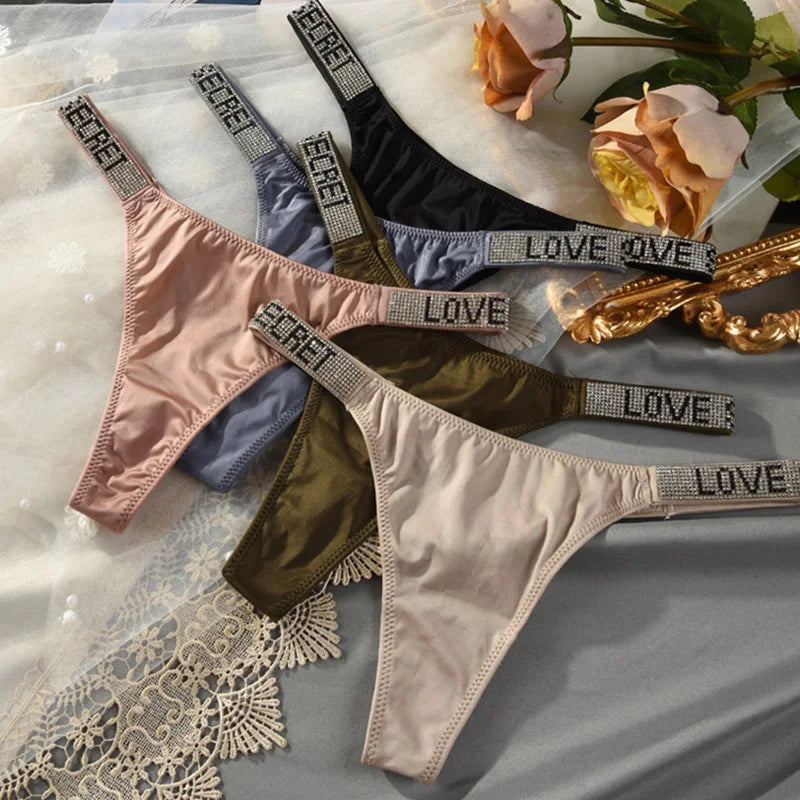 Culotte Taille Basse Strass & Diamants — String Sport Femme S-XL