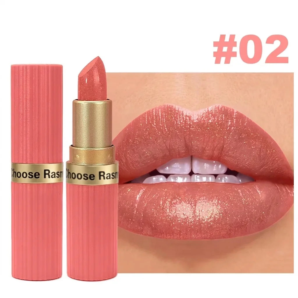 Rouge à lèvres velours rose nacré, métallique, imperméable, longue durée, mat, scintillant, diamant, maquillage cosmétique pour femmes