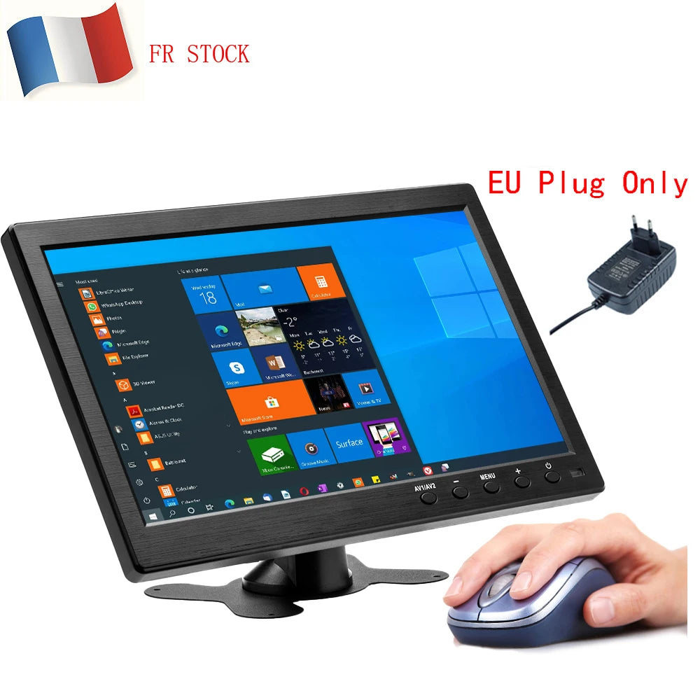 Moniteur de voiture 10,1 pouces LCD HD — HDMI, VGA, AV, USB, SD, TV, lecteur DVD, surveillance
