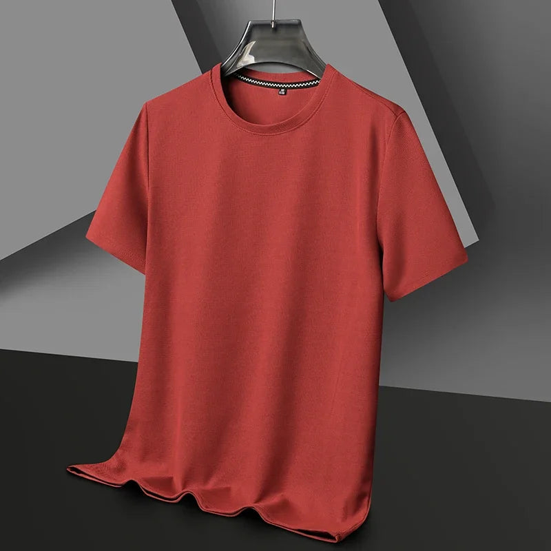 New Men's Waffle Knit Crew Neck Short Sleeve Summer T-Shirt