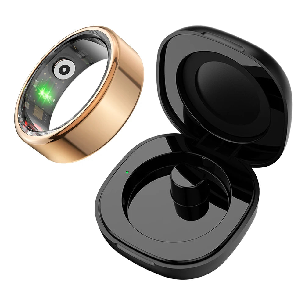 COLMI R02 – anillo inteligente con estuche de carga para hombres y mujeres, duración de la batería de 39 días, monitor de salud, resistente al agua 5ATM, 2024