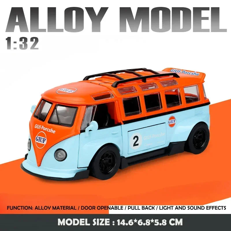 Modèle de Bus T1 1:32, son et lumière pour enfants, véhicule jouet moulé sous pression, décoration de maison, Voiture Miniature en métal