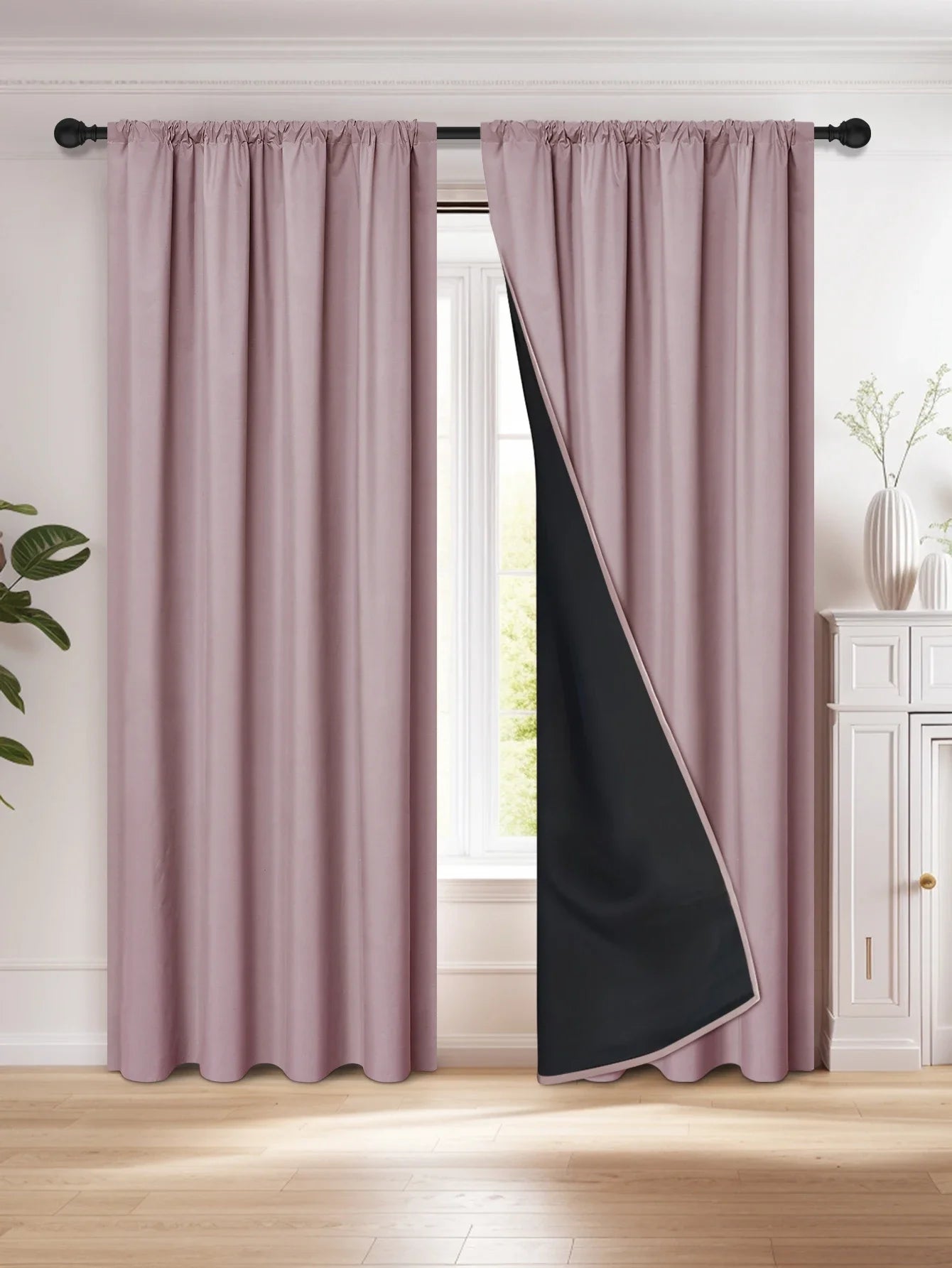 Rideau occultant 100% avec poche pour tringle, rideaux pour salon, chambre à coucher, cuisine, rideau de fenêtre, rideaux dans le salon, 1 pièce