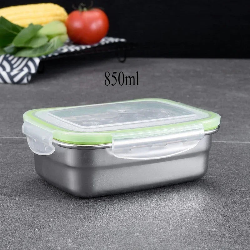 Fiambrera Bento de acero inoxidable 304 de grado alimenticio, recipiente de almacenamiento de alimentos, tapa de silicona a prueba de fugas, apto para lavavajillas, 1/3 unidades