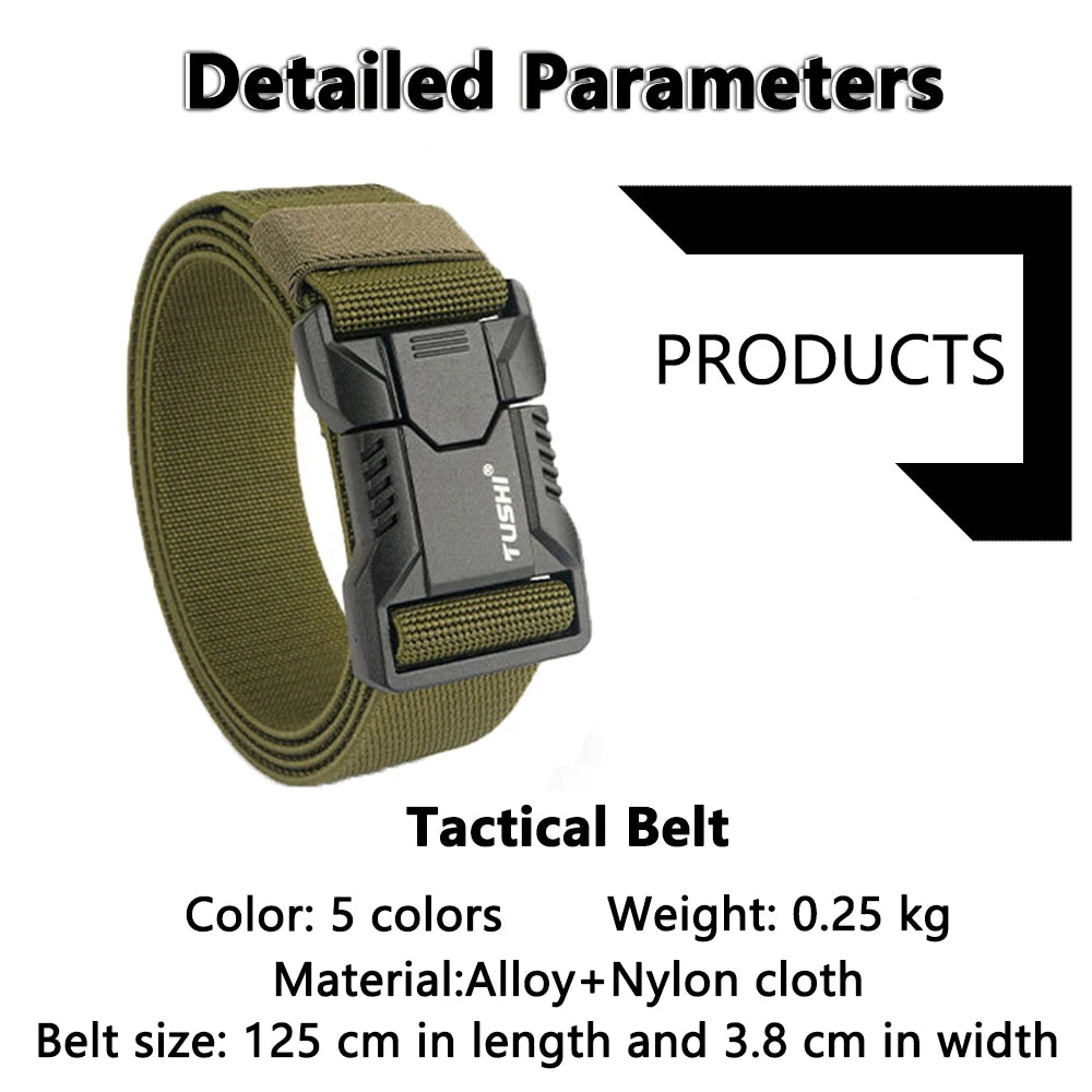 TUSHI – ceintures élastiques à boucle enfichable en alliage d'aluminium pour hommes, ceinture tactique Durable, Cowboy, ceinture militaire en plein air, chasse