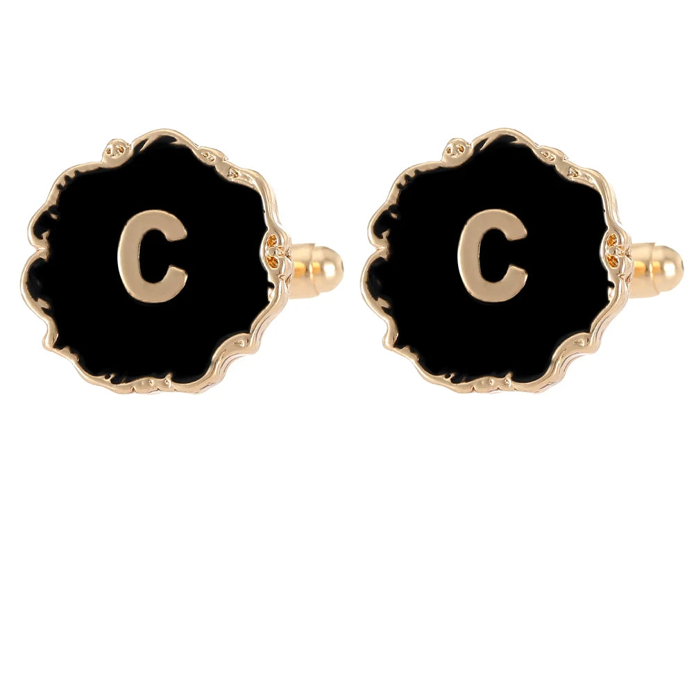 Boutons de manchette classiques pour hommes, 26 lettres initiales de l'alphabet, A B C D E F G H I J K L M N O P Q R S T U, bouton à manches V W X Y Z