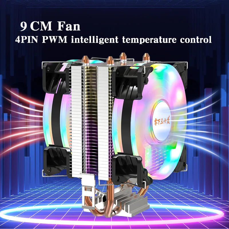 Ventilateur de refroidissement pour processeur Intel, refroidisseur d'air CPU, X79, X99, 3 broches, 4 broches, PWM, LGA 1366, 1151, 1155, 1200, 1700, 2011, AMD, AM3, AM4, AM5