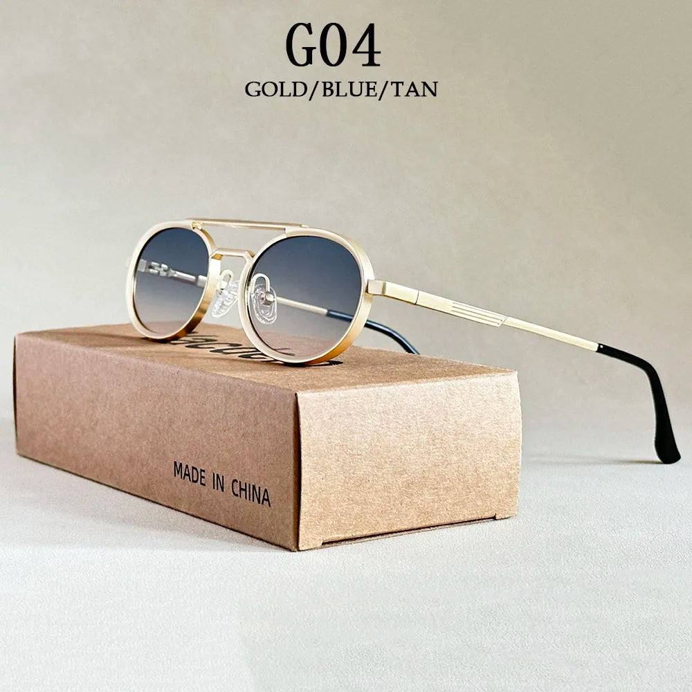 2025 Men's Sunglasses Oval Sunglasses Women's Trendy Vintage Steampunk Luxury Fashion Eyewear Gafas De Sol Hombre Lunette Soleil Femme