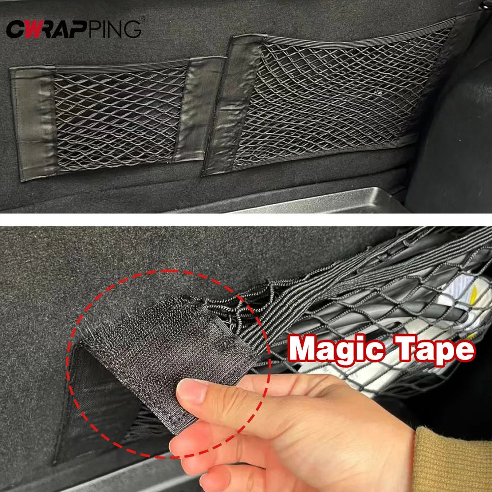 Bolsa de almacenamiento para maletero de coche, red de nailon, organizador de maletero trasero de coche, red elástica para equipaje, bolsillo, suministros para vehículos