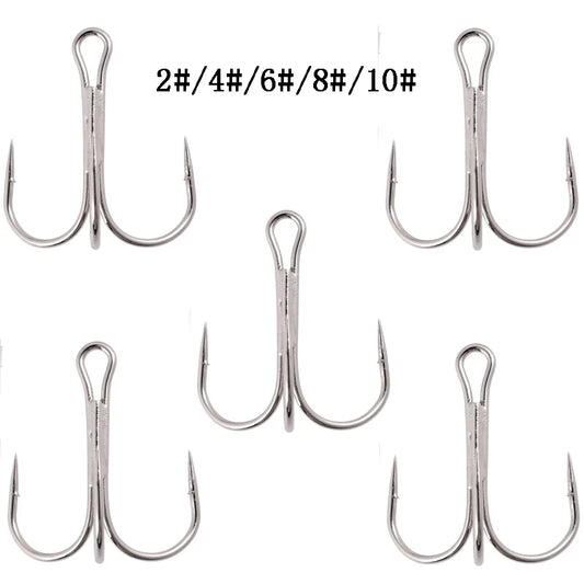 Hameçons triples de pêche aiguisés blancs, matériel de pêche au poisson, outils et accessoires, 10 pièces/boîte