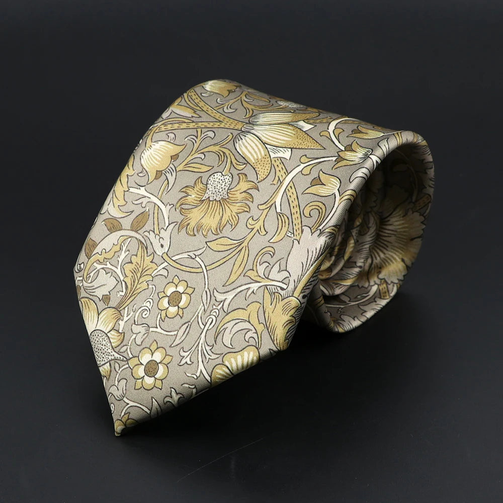 Men's Vintage Digital Print Ties, Floral Pattern, Artificial, Forest, Soft, Retro, Casual, Accessory, 8cm
