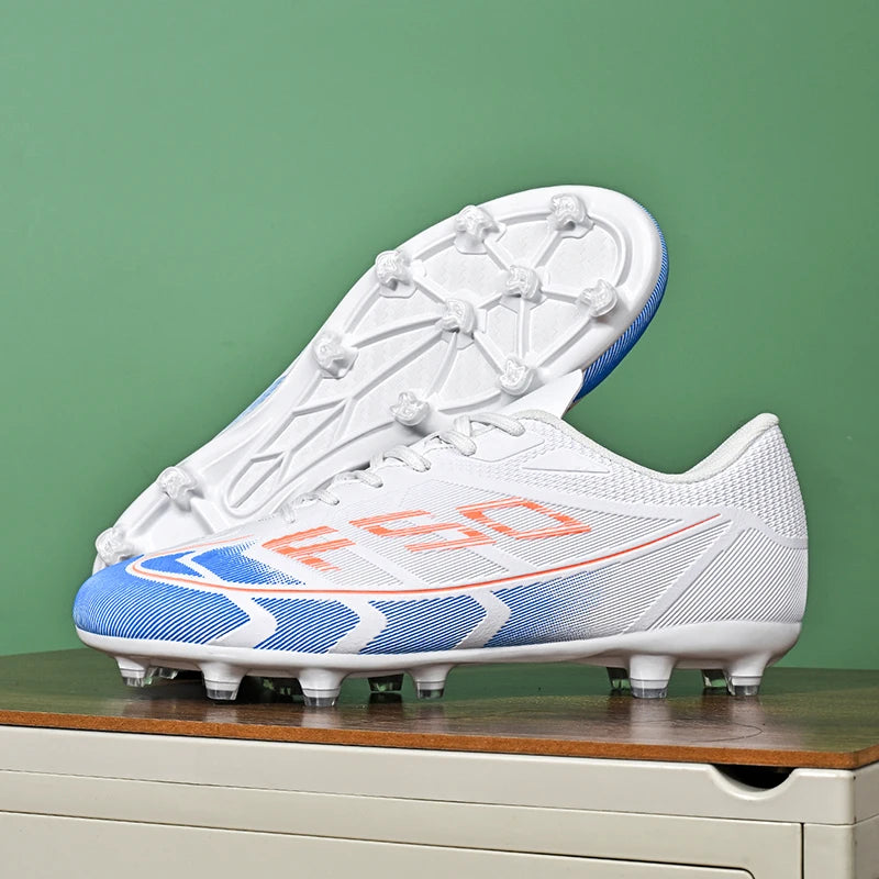 qztzx Chaussures de Football FG Homme Cuir Verni Montantes Ultra-légères — Professionnel & Match EU 32–48