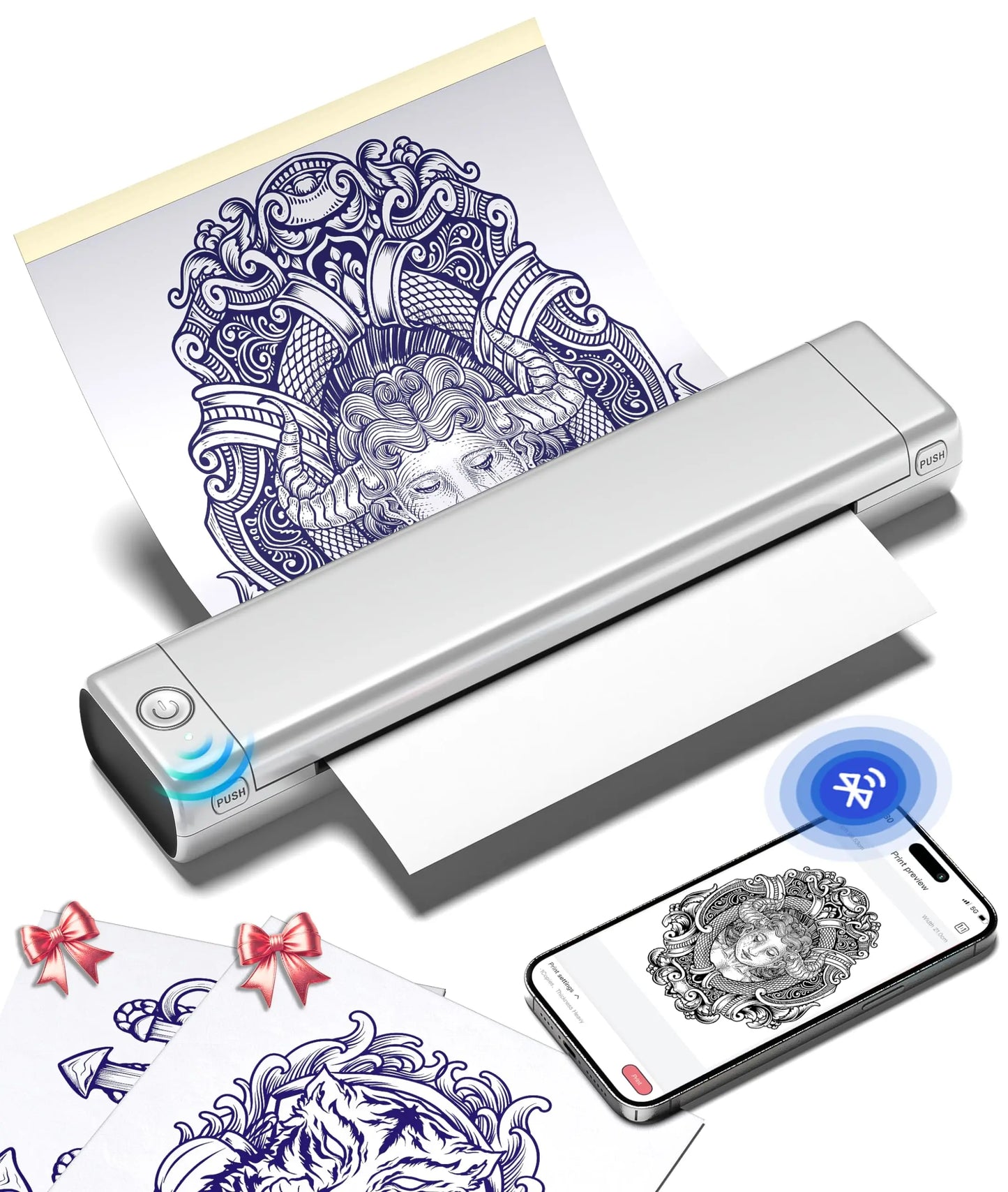 Phomemo – Bluetooth Tattoo Stencil Printer, M08F Wireless Tattoo Transfer Machine with 10 Free Transfer Papers, for Artists and Beginners
